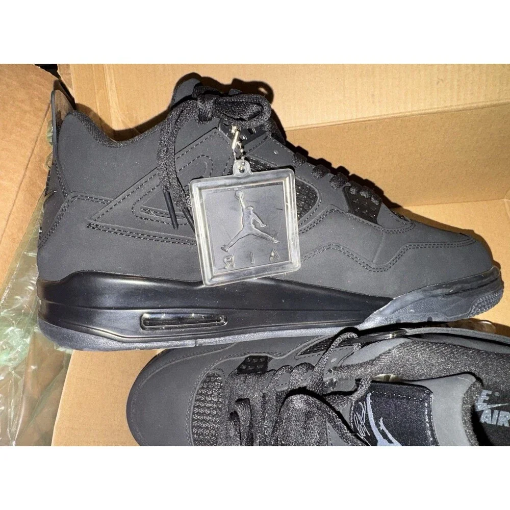 Jordan Air Jordan 4 Mid Top Basketball Sneakers Black Lace-Up Men's